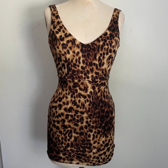 Leopard Print Sleeveless Bodycon Dress - Picture 1 of 11